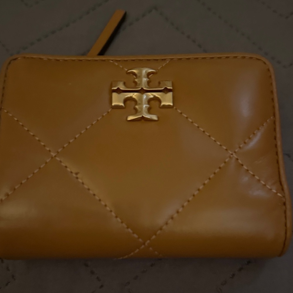 Tory Burch Tan Quilted Leather Wallet